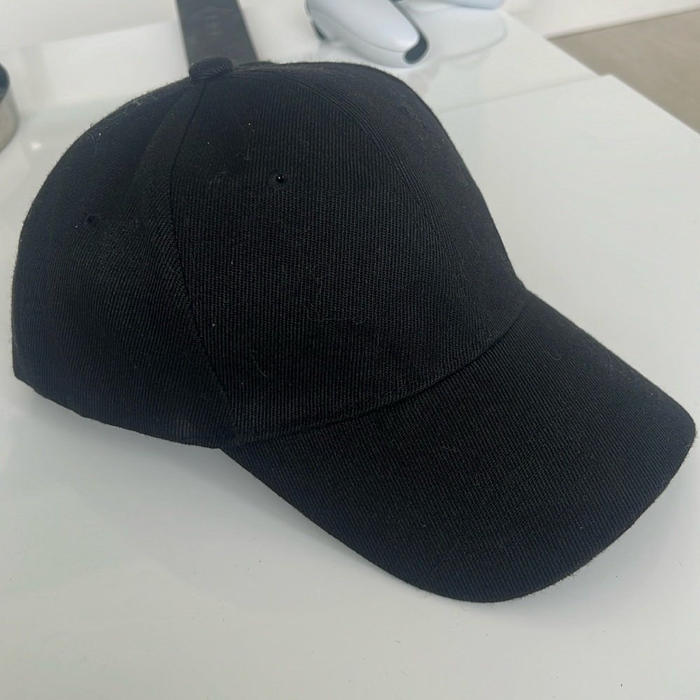Black Baseball Cap - Velcro Back